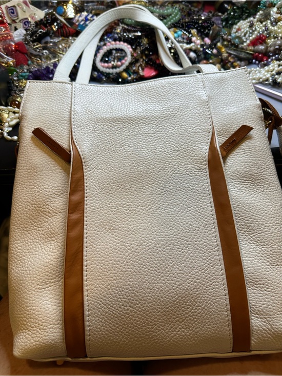 Valentina Handbags - Valentina Italian Leather Cream and Cognac Shoulder Bag/ Backpack